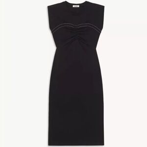 Sandro Black Stitched Ruched Gathered Midi Dress xs